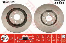 TRW DF4860S - Disco de Freno Audi Q5/S4/S5